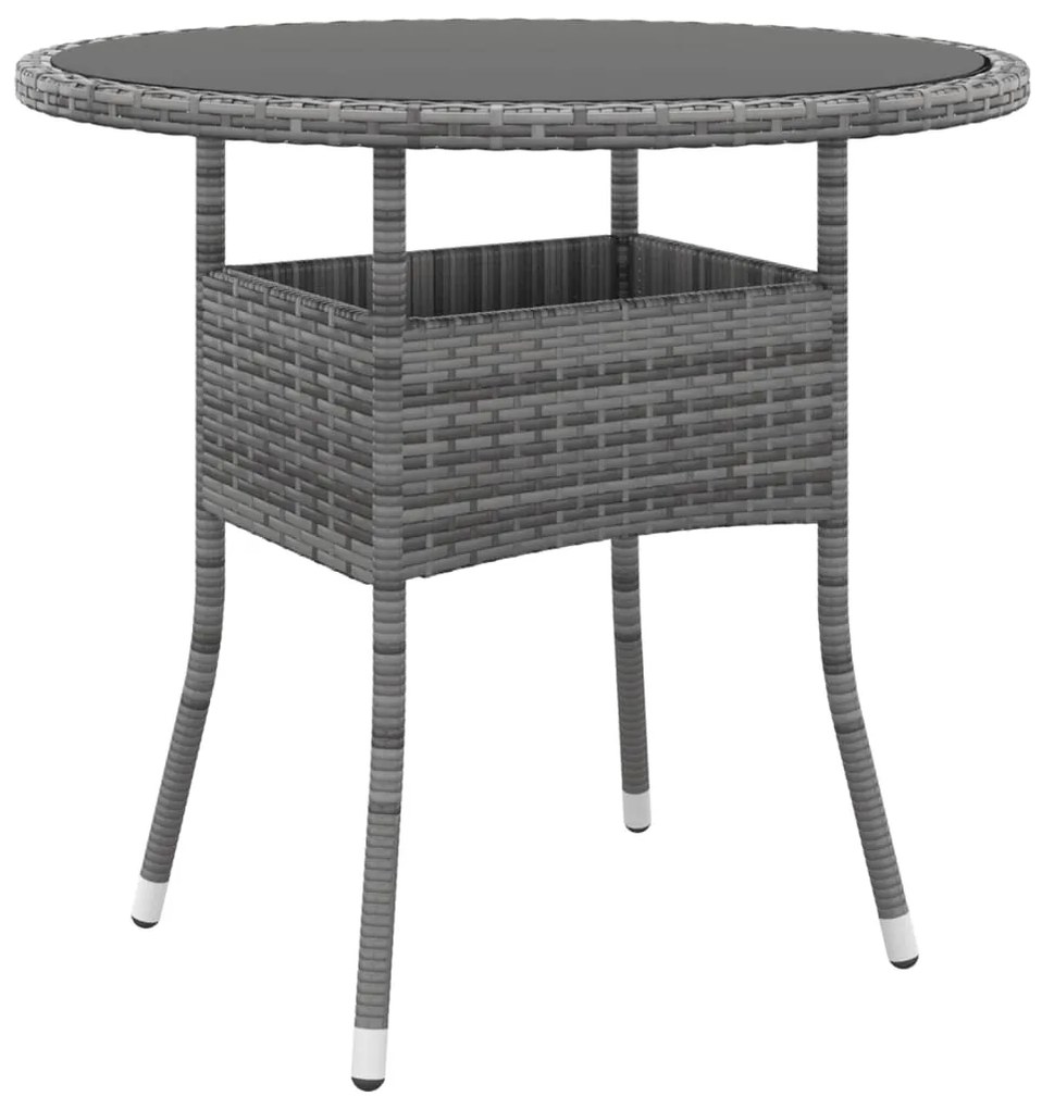 Set da Pranzo per Giardino 3 pz in Polyrattan Grigio