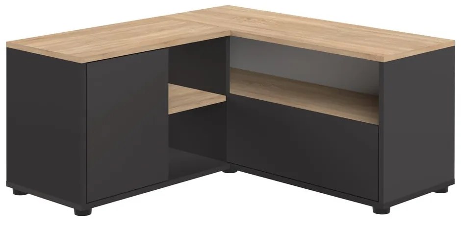 Tavolo TV in rovere decorato in nero e naturale 90x45 cm Angle - TemaHome