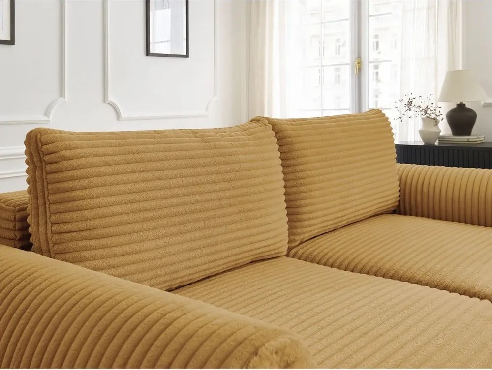 Divano color senape allungabile con rivestimento in velluto a coste 257 cm Lucien – Bobochic Paris