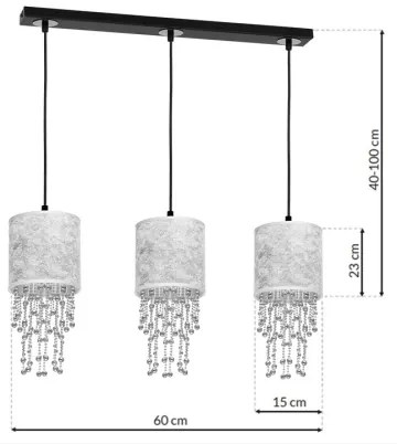 Lampadario a sospensione con filo ALMERIA 3xE27/60W/230V