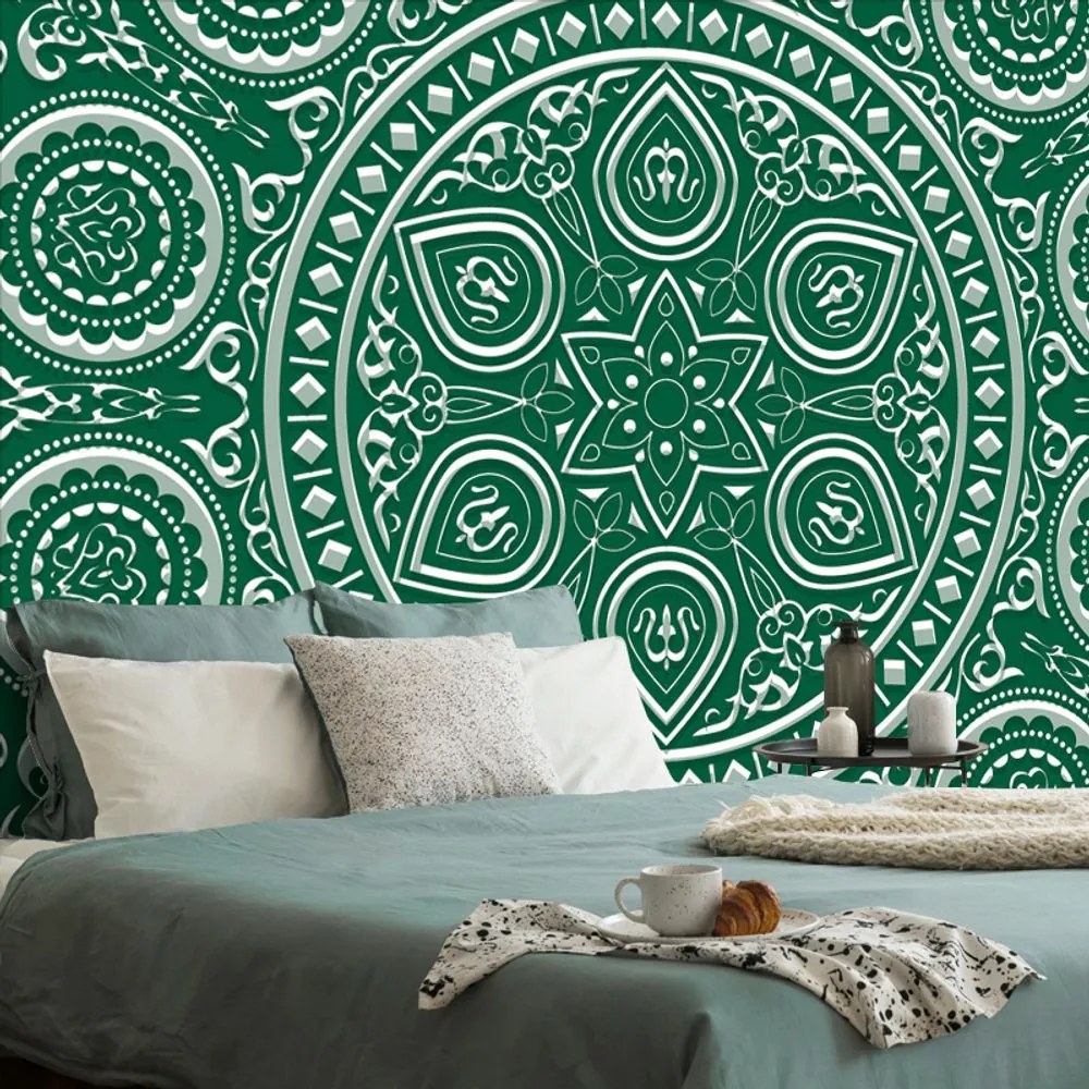 Carta da parati – Mandala etnica delicata in verde