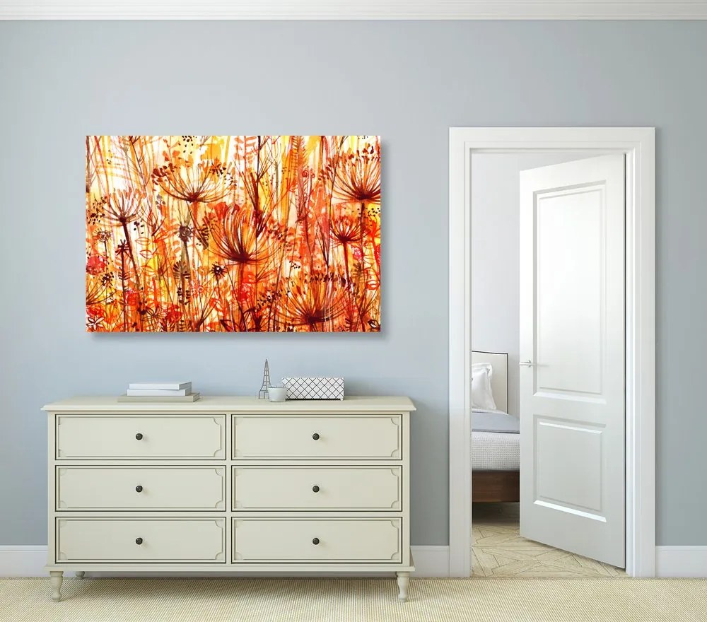 Quadro su tela – Dente di leone in tonalità arancioni