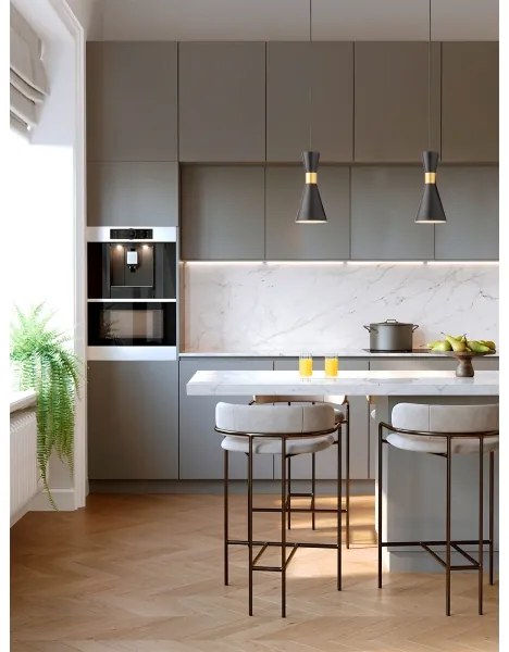 Redo 01-2711 - Lampadario a sospensione con filo KILT 1xE27/42W/230V diametro 12 cm nero