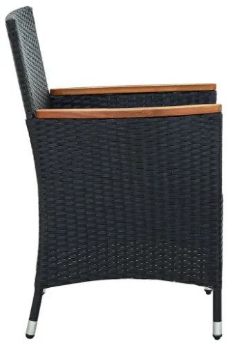 Set Mobili da Giardino 9 pz con Cuscini in Polyrattan Nero