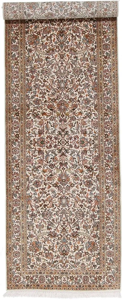 Cashmere Silk Tappeto orientale 80x270 Marrone (Indian) Annodato A Mano