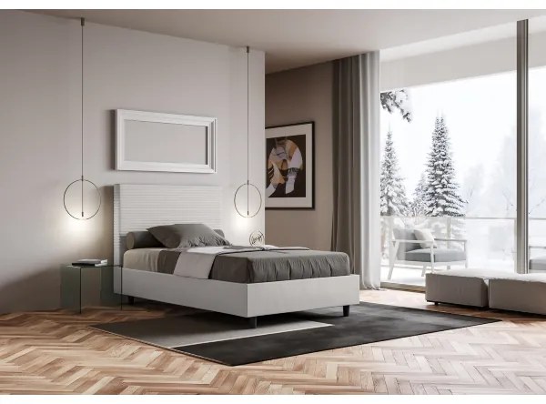 Letto una piazza e mezza con rete imbottito 120x200 similpelle bianco Focus