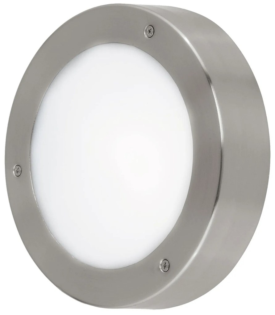 Plafoniera Esterno Moderno Vento 2 Acciaio Argento Policarbonato Bianco Led