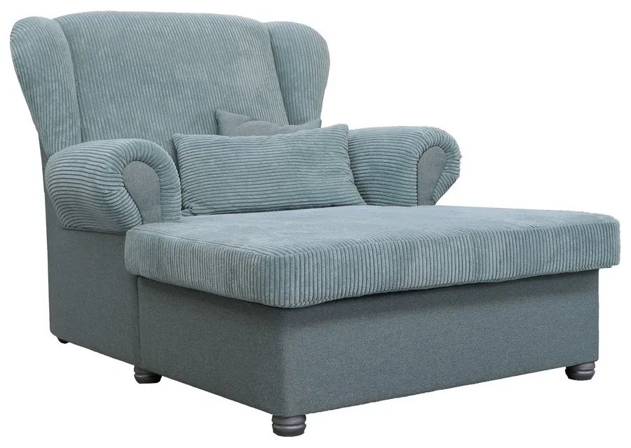 Chaise longue blu polveroso con rivestimento in velluto a coste Lord – Ropez