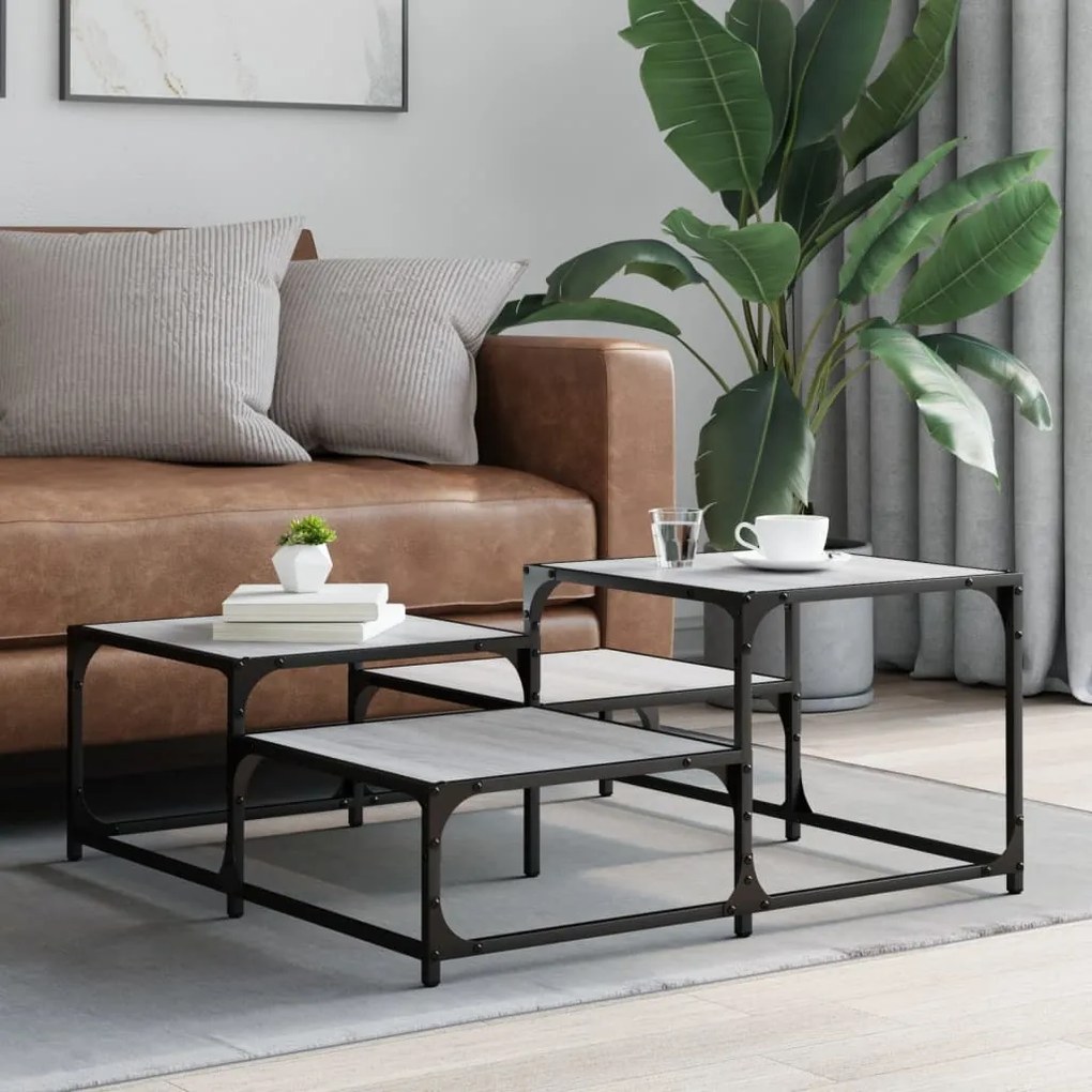 Tavolino salotto grigio sonoma 87,5x87,5x40cm legno multistrato