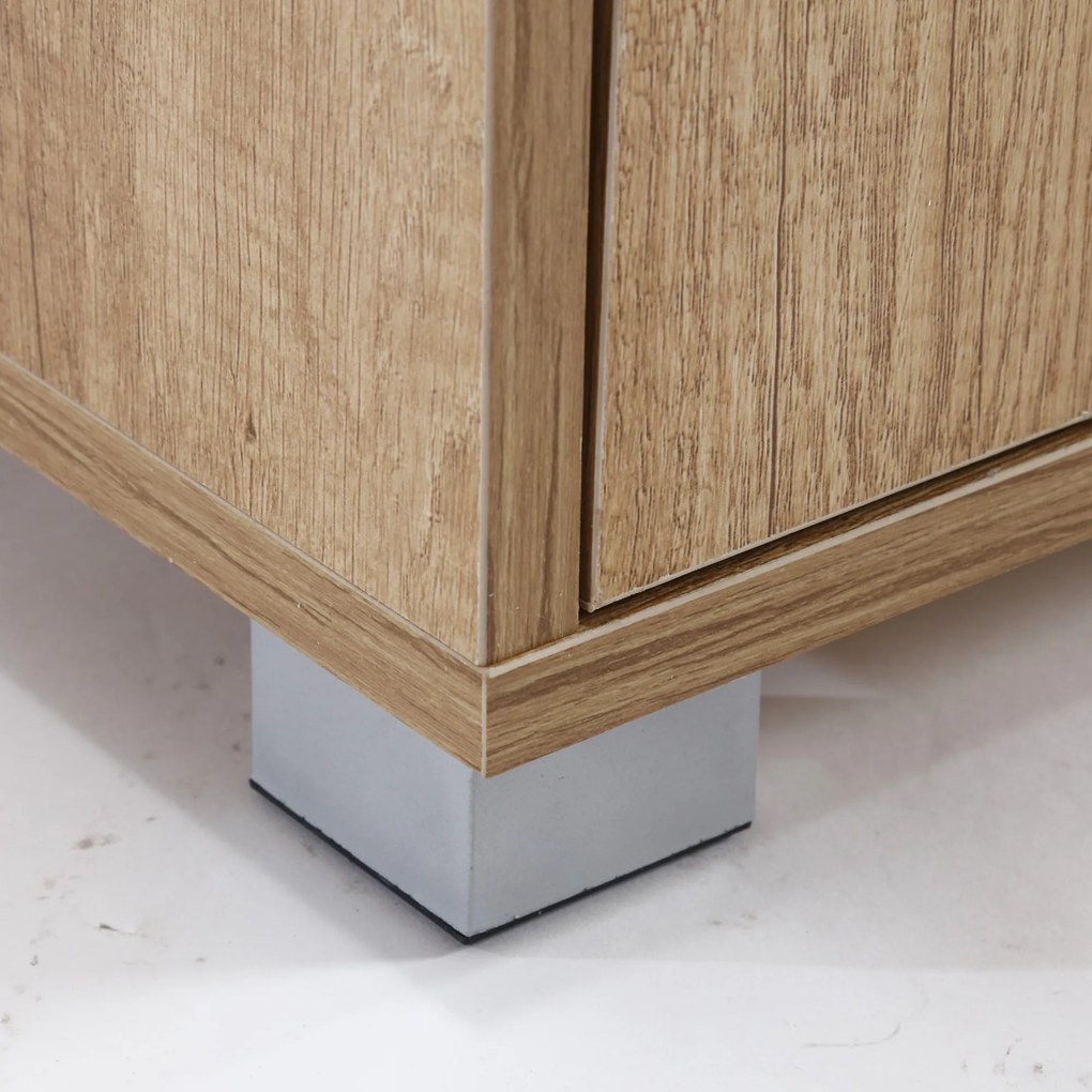 Scarpiera Salvaspazio da Ingresso, Mobile 2 Ante e 1 Cassetto, Rovere – 63x33x95h