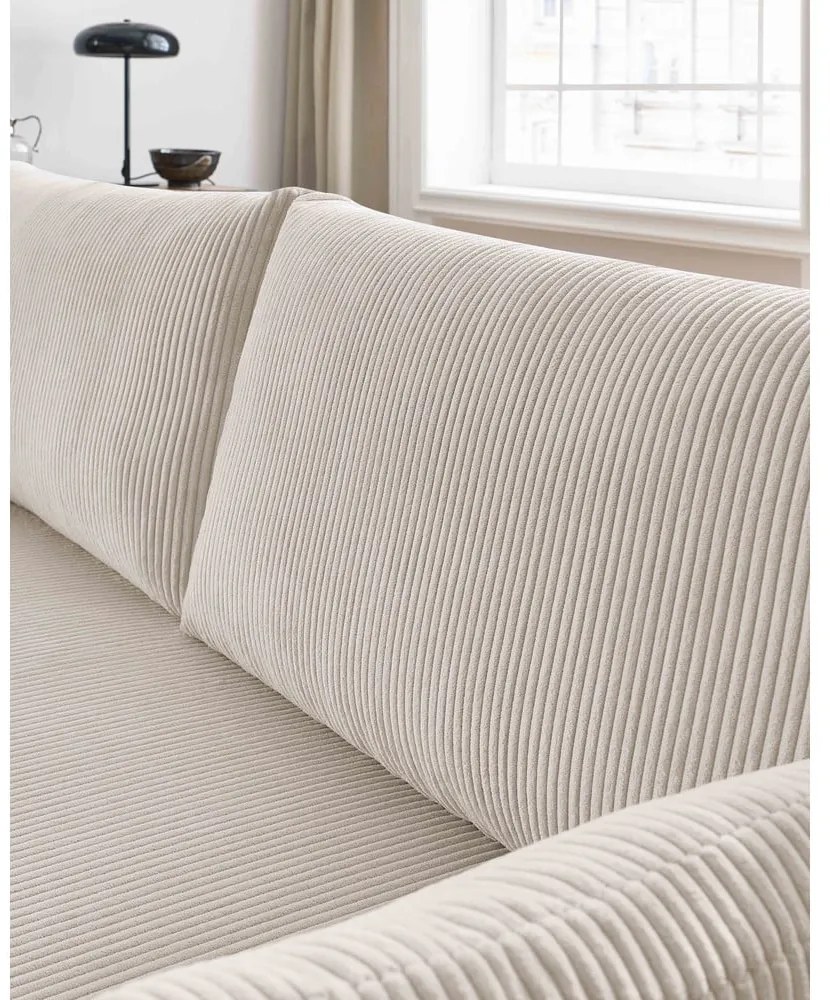 Divano beige allungabile con rivestimento in velluto a coste 211 cm Marcel – Bobochic Paris