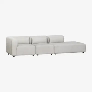 Divano Modulare Angolare In 3 Pezzi Fogler Con Chaise Lounge Destra Tessuto Grigio Chiaro - Sklum