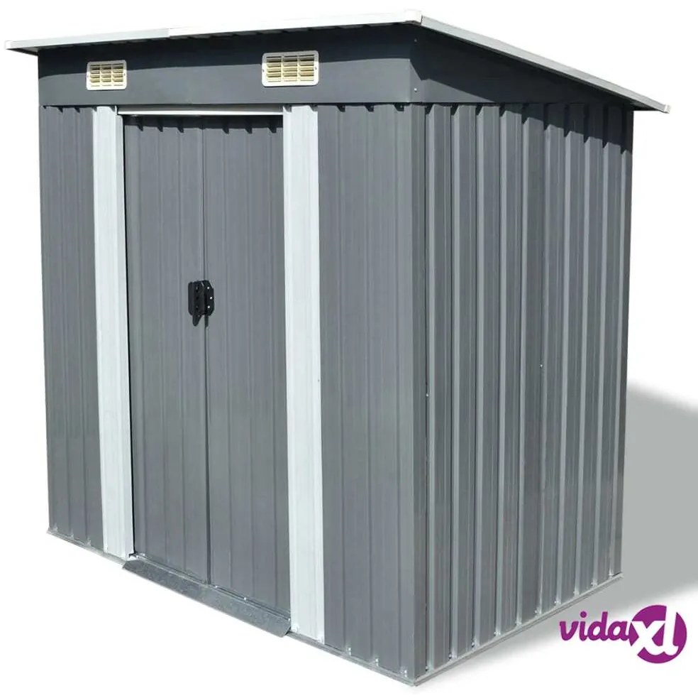 vidaXL Capanno da Giardino Grigio Metallo