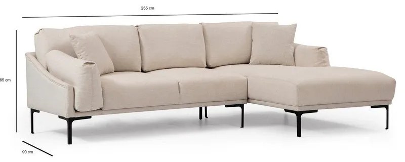 Divano angolare beige chiaro, angolo destro Leo - Artie