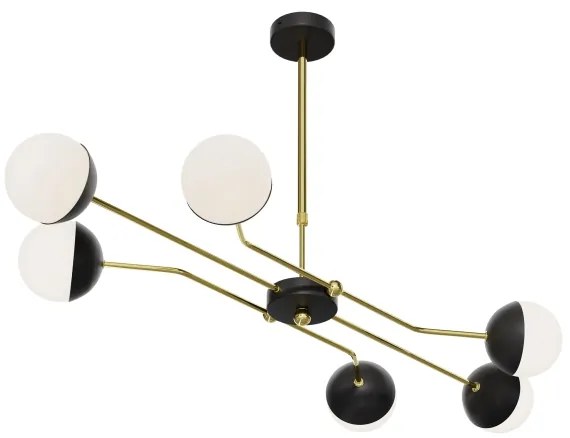 Jupiter 1981 - Lampadario a sospensione con supporto rigido TRENTO 6xG9/10W/230V nero/oro