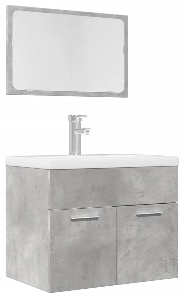 Set Mobili Da Bagno 2 Pz Grigio Cemento İn Legno Multistrato /