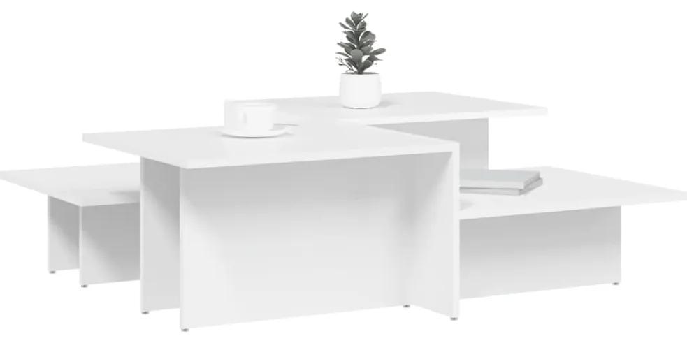 Tavolini da Salotto 2 pz Bianchi in Legno Multistrato