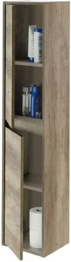 Mobile bagno sospeso 80 cm con colonna, lavabo e specchio rovere - Dakota 96250