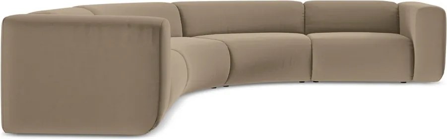 Divano angolare beige con rivestimento in velluto Ekahi – Makamii