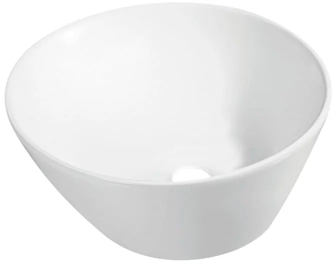 Lavabo da appoggio tondo in ceramica bianco lucido piletta non inclusa