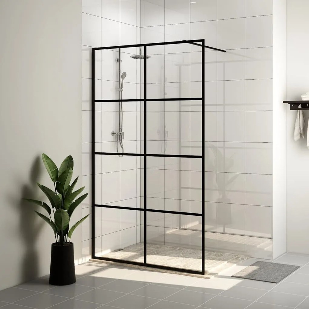 Parete Doccia Walk-in İn Vetro Trasparente Esg 140x195cm Nera /
