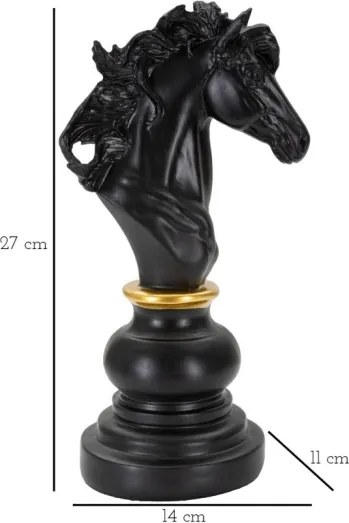 Cavallo Nero E Oro Cm 14X11X27