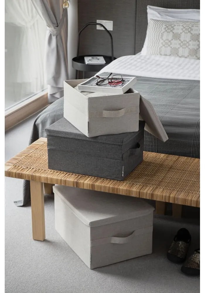 Scatola con coperchio beige in tessuto 35x26x19 cm Soft Storage – Bigso