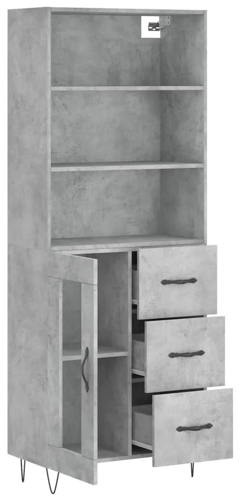 Credenza Grigio Cemento 69,5x34x180 cm in Legno Multistrato