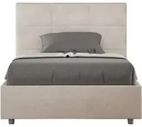 Letto imbottito 1 piazza e mezza 120x190 cm Mika - Contenitore,Microfibra,Sabbia