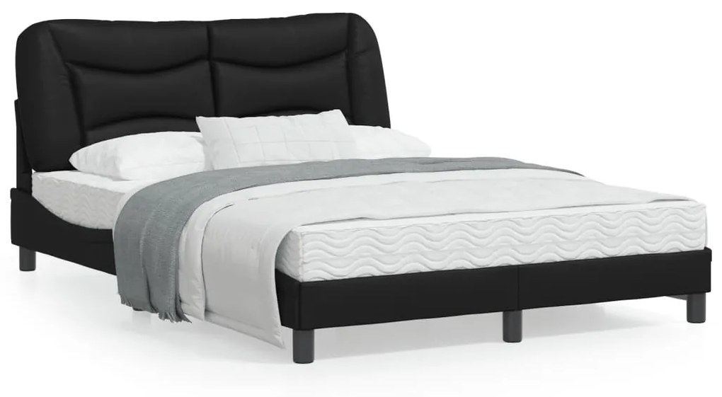 Giroletto Con Testiera Nero 140x190 Cm İn Similpelle /