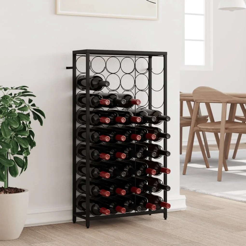 Portavini Da 45 Bottiglie Nero 54x18x100cm İn Ferro Battuto /