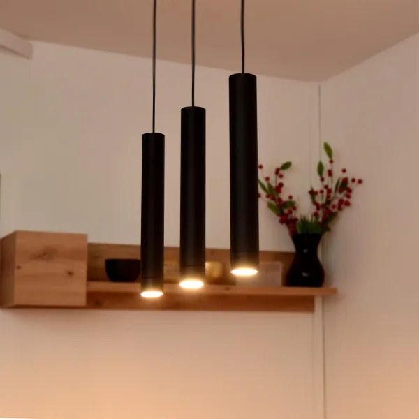 LED Lampadario a sospensione con filo TUBA 3xGU10/4,8W/230V nero