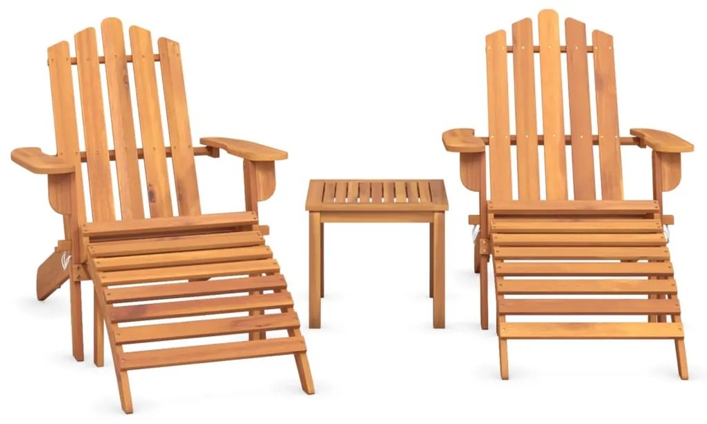 Set salotto da giardino adirondack 3pz legno massello di acacia