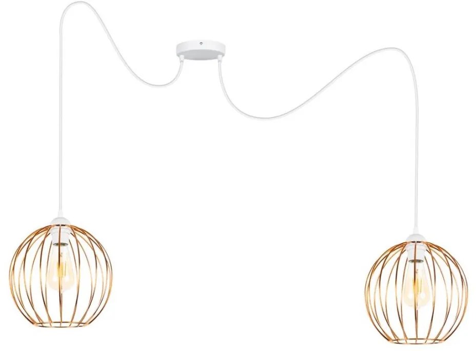 Lampadario a sospensione con filo MATT 2xE27/60W/230V ragno bianco/rame