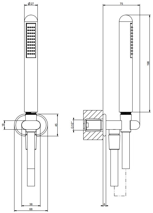 Kit Doccetta Con presa Acqua e flessibile 150 cm Cromo Goccia 33773 Gessi