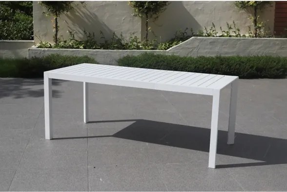 Tavolo Da Esterno Allungabile Rettangolare 127-180 Cm In Alluminio Bianco