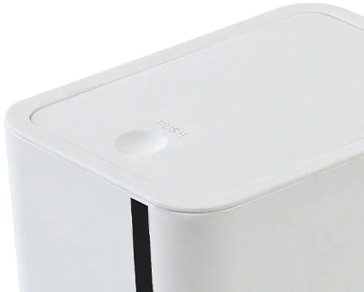 Cestino bagno da 8 litri in plastica bianca con coperchio Push