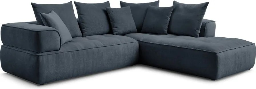 Divano angolare blu scuro (penisola a destra/a L) con rivestimento in ciniglia Whesley – Bobochic Paris