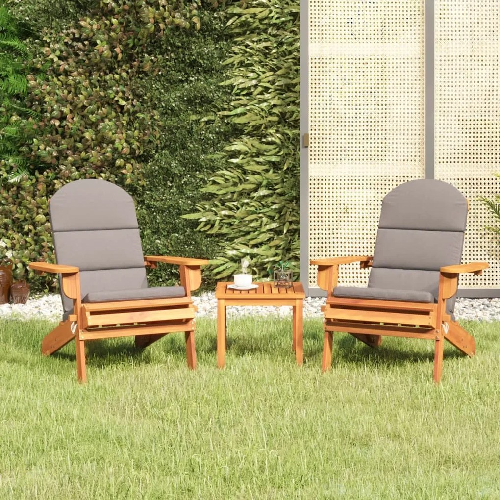 Set salotto da giardino adirondack 3pz legno massello di acacia