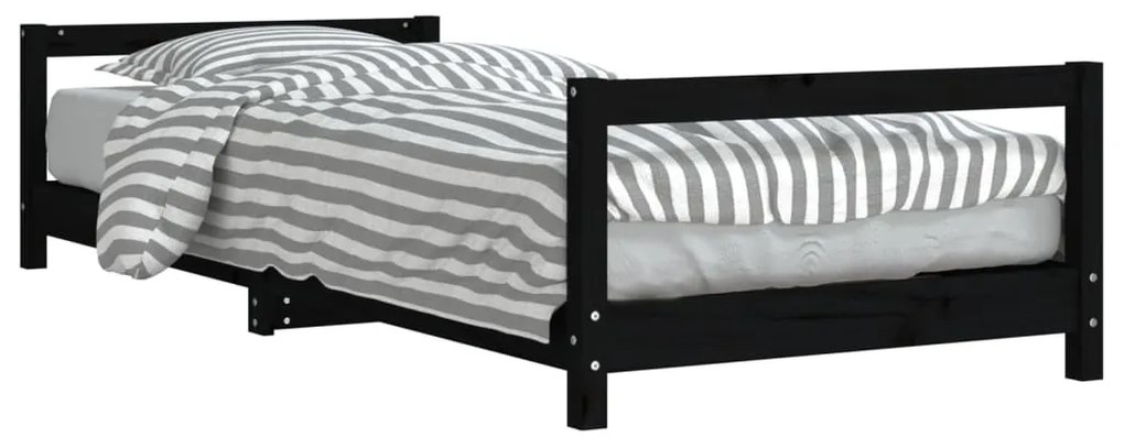 Giroletto per bambini nero 90x200 cm in legno massello di pino