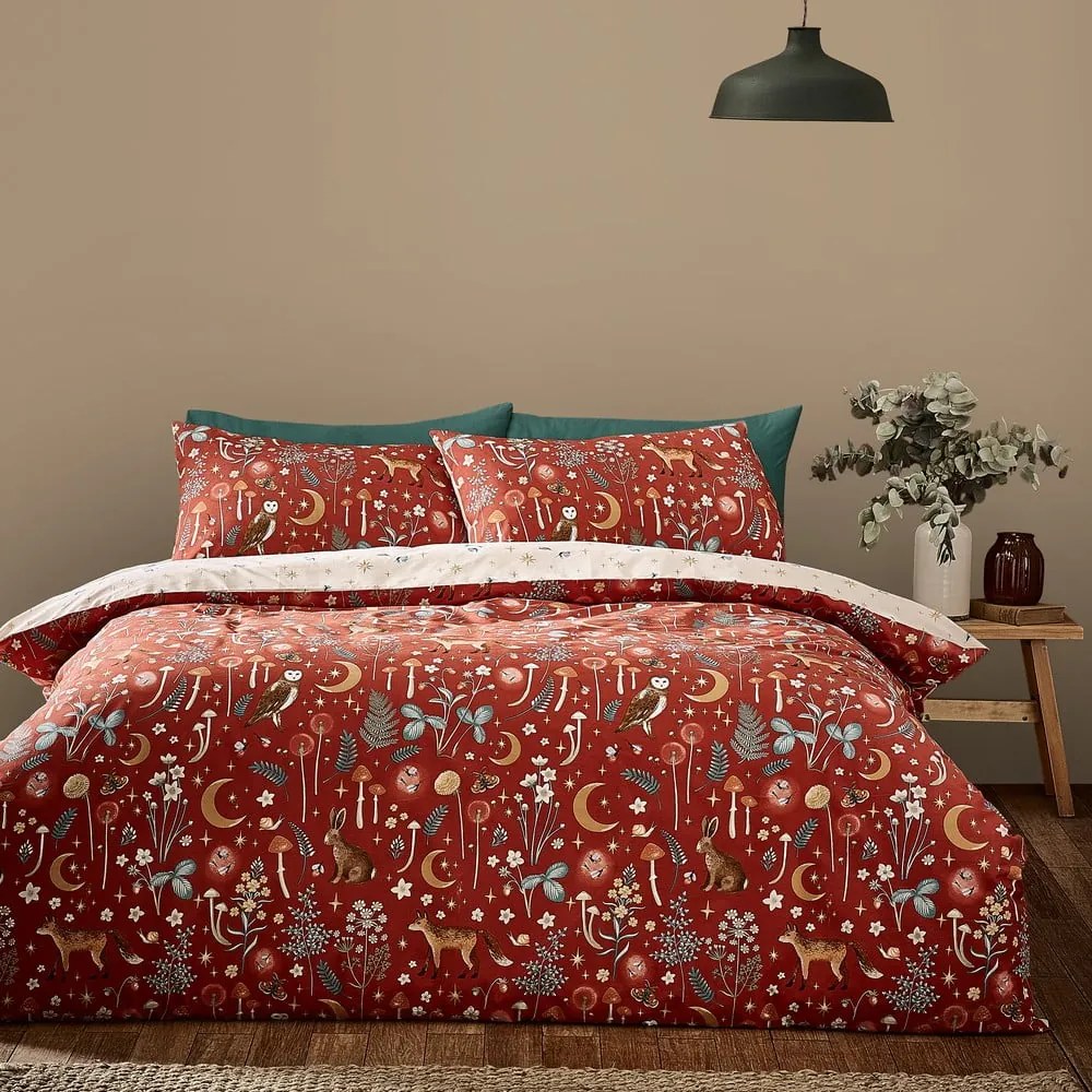 Set copripiumino e federa color mattone per letto matrimoniale e per letto esteso 230x220 cm Enchanted Twilight Animals – Catherine Lansfield