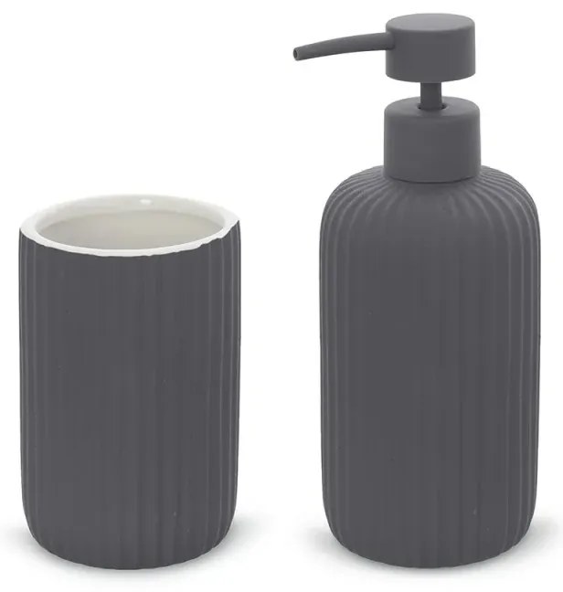Set accessori bagno 2 pezzi in ceramica grigio soft touch Spring