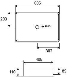 New Line Xr2 Lavabo 60,5x40,5 Da Appoggio Rettangolare In Porcellana Bianco