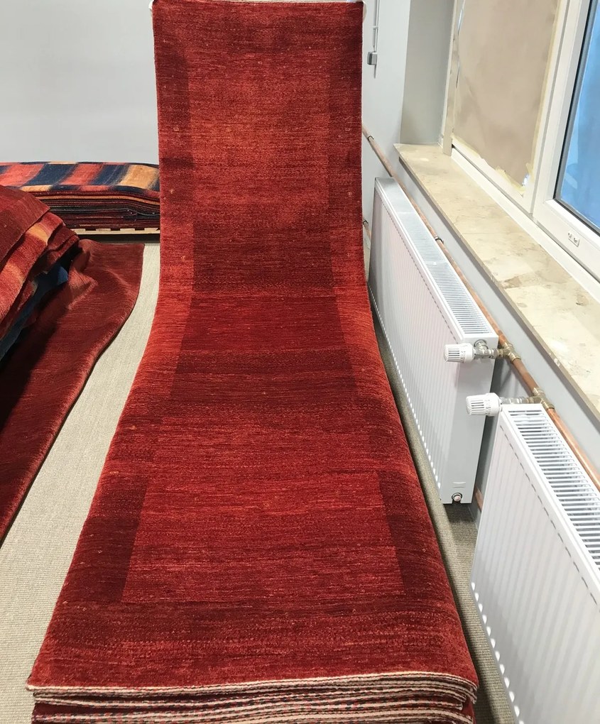 Loribaft Tappeto 290x90 Rosso (Iran) Annodato A Mano