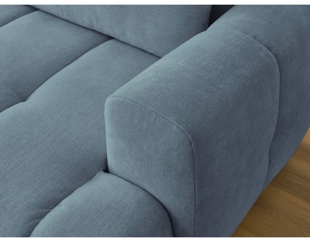 Divano angolare blu allungabile e con contenitore (penisola a sinistra/chaise lounge) con rivestimento in ciniglia Fuji – Bobochic Paris