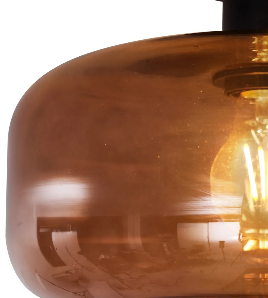 Lampada da soffitto retrò nera con vetro bronzo - Bizle