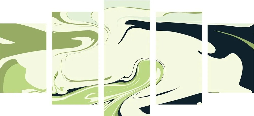 Quadri 5 pezzi – Motivo astratto verde