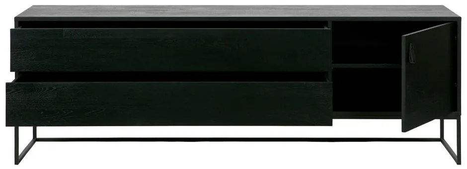 Mobile TV nero in frassino massiccio 180x61x44 cm Silas – WOOOD