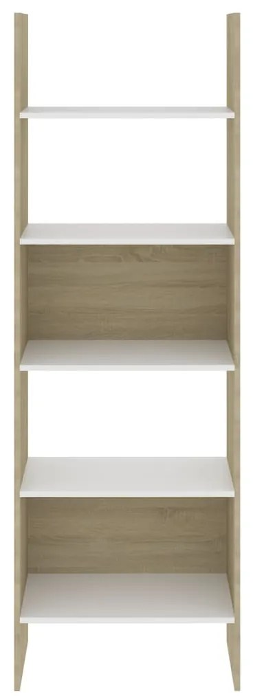 Libreria bianca e rovere sonoma 60x35x180 cm legno multistrato