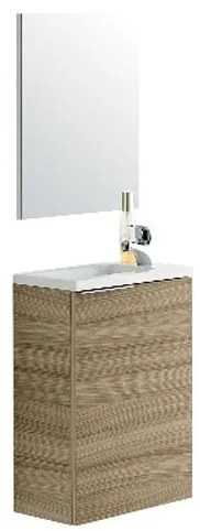 Mobile Bagno Sospeso 40 Cm Rovere Salvaspazio Con Lavabo E Specchio Compact